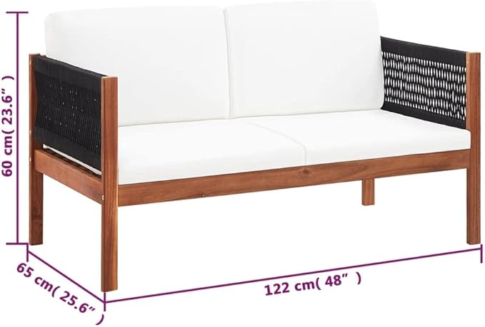 4 Piece Patio Lounge Set,Conversation Patio Furniture Seating Set Outdoor Table and Chairs for The Patio, Deck, Front Porch, Poolside or Balcony Solid Acacia Wood