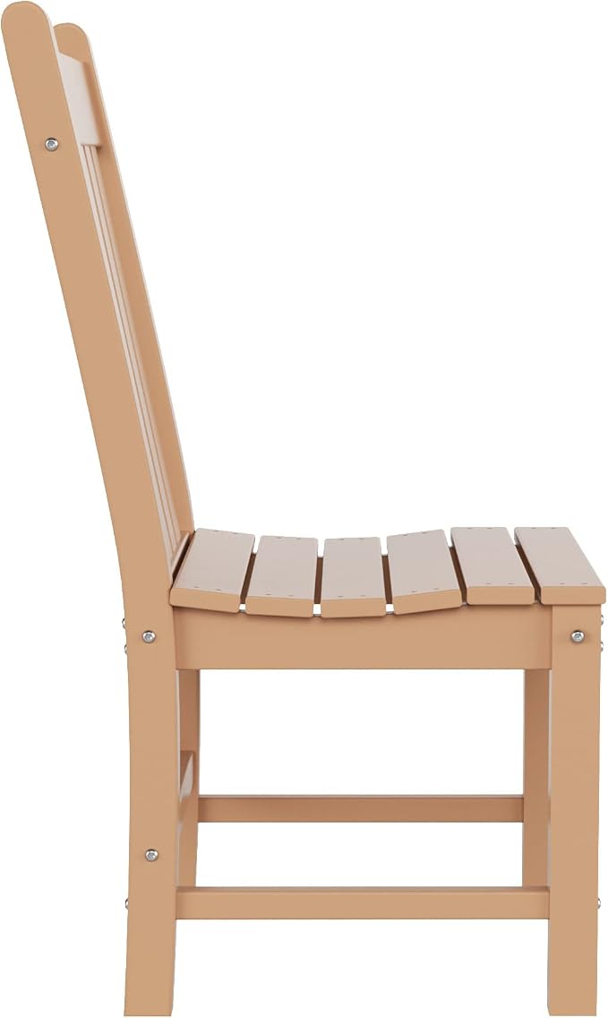 WO Home Furniture Adirondack Patio Dining Chair Table Bench Set of 6 PCS Rectangle Dinner Table Dining Armless Chairs (Teak)