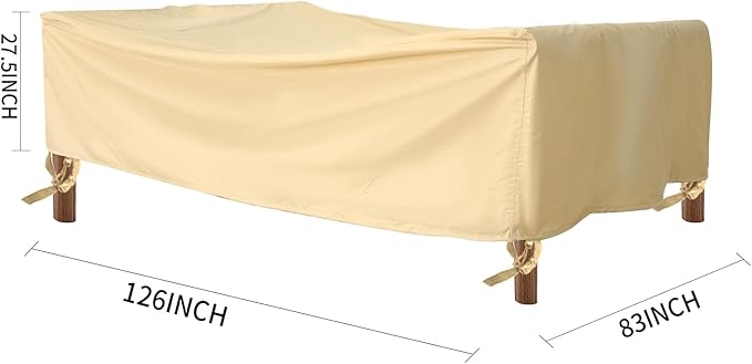 Patio Furniture Cover,Waterproof for Outdoor Dining Table and Chair Cover, Furniture Sofa Set Covers, patio table cover, 126"W x 83"D x 27.5"H Beige