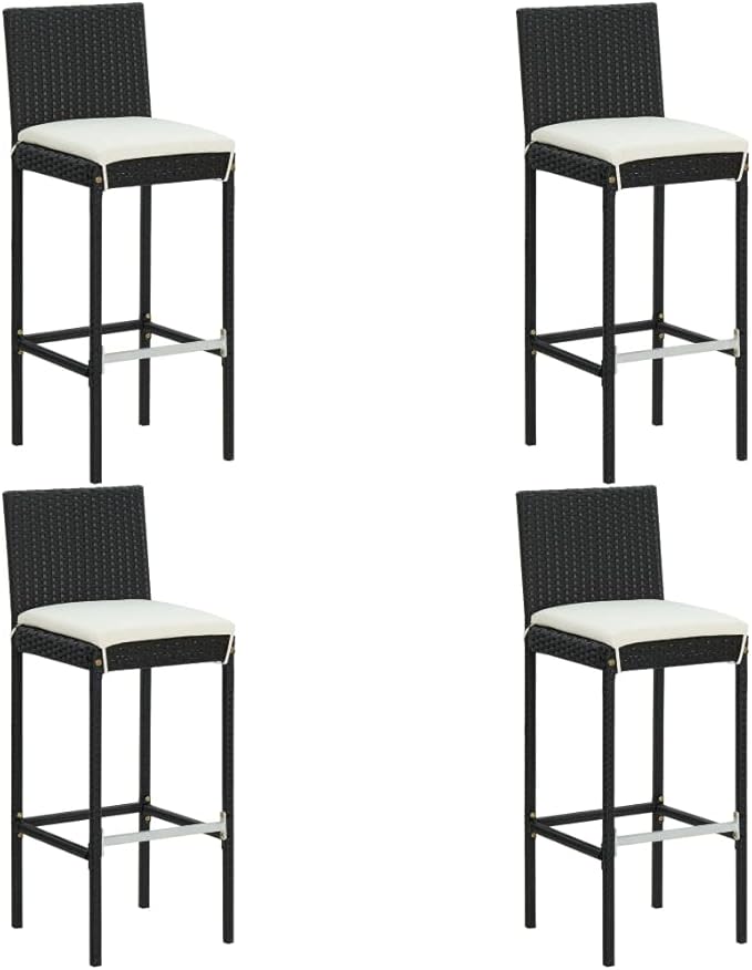 5 Piece Patio Bar Set with Cushions, Bistro Set Outdoor Dining Sets Front Porch Furniture Patio Conversation Set for Negotiation Area Piazza Garden Exhibition Black