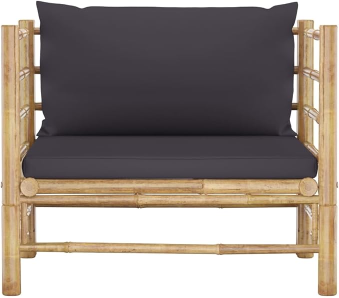 Patio Furniture Sets,Outdoor loveseat,Patio Conversation Sets,5 Piece Patio Lounge Set with Dark Gray Cushions BambooSuitable for Patio, Garden, Gazebo Low
