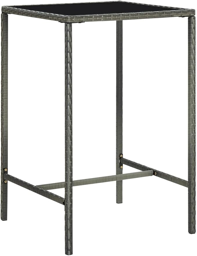 Patio Bar Set with Cushions,Garden Table and Chairs Sets,Garden Conversation Sets, Outdoor Patio Furniture,for Patio,Backyard,Garden,3 Piece Poly Rattan Gray