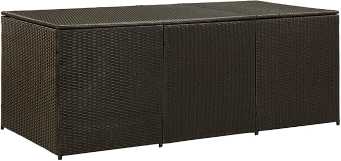 (Fast Shipments) Organization and Storage for Patio Furniture, Outdoor Cushions, Garden Tools and Pool Toys, Garden Storage Box Poly Rattan 70.8"x35.4"x29.5" Brown