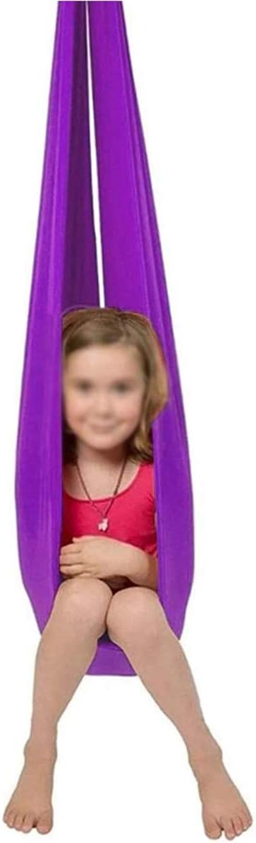 Children's Therapy Sensory Hug Swing Home Hammock for Child Autism ADHD Elastic Wrapped Stable Hanging Chair Up to 440lbs (Color : Light Purple, Size : 100 x 280 cm)