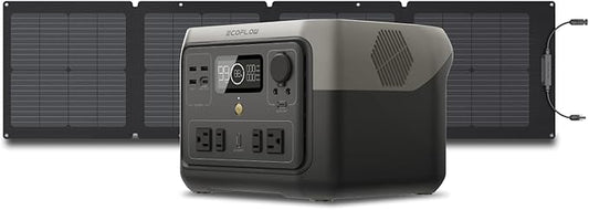 EF ECOFLOW Portable Power Station River 2 Max 500 with 110W Solar Panel, 499Wh LiFePO4 Battery, 1 Hour Fast Charging, Up to 1000W Output Solar Generator for Outdoor Camping/RVs/Home Use