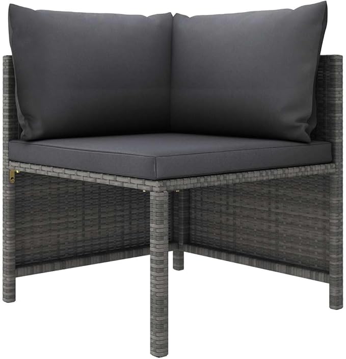 12-Piece Grey Anthracite PE Rattan Modular Patio Conversation Set 23.6" Outdoor Sectional Sofa