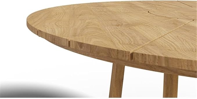 Pemberly Row Round Teak Outdoor Dining Table, Natural Finish, Starburst Slatted Top, Seats 4-6, Premium Teak, Hand-Sanded, Durable Patio Furniture for Garden or Lawn Use