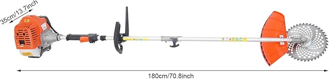 Brush Cutter, 2-Stroke 52CC 2.3HP Gas Lawn Edger Single Cylinder Air Cooled Weed Wacker Multifunction Weed Eater Aluminum Alloy Gas Powered Weed Trimmer Garden Trimmer w/0.26 Gal Fuel Tank Capacity