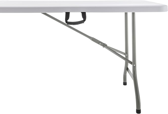 BTEXPERT Set of 5, 8-Foot - 96" Long White Plastic Folding Table Portable 30" Wide, 29" High, Indoor Outdoor Events Banquet Dining Party Patio