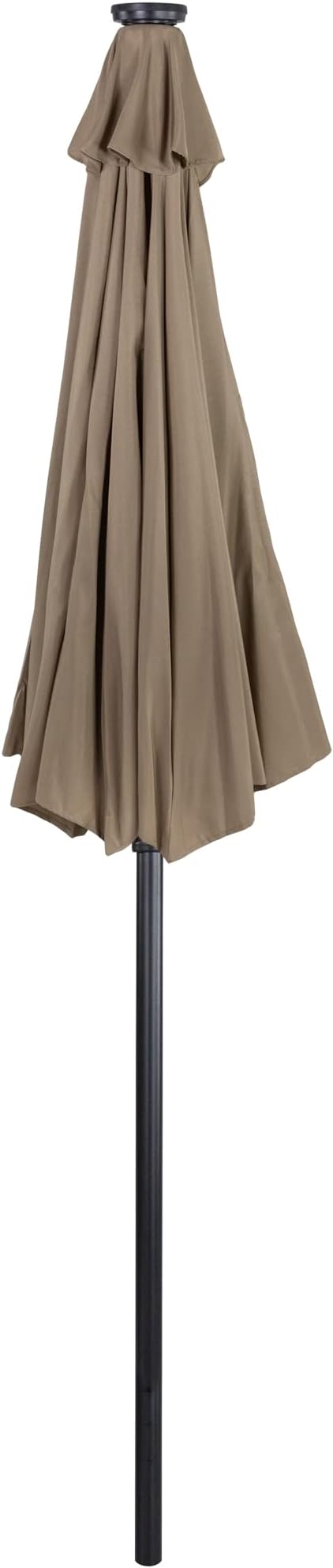Northlight 9ft Solar Lighted Outdoor Patio Market Umbrella with Hand Crank and Tilt, Taupe