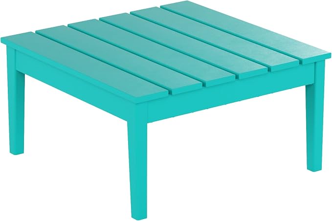 WestinTrends Ashore Outdoor Coffee Table, 32 Inch All Weather Poly Lumber Adirondack Patio Coffee Table Square Low Table, Turquoise