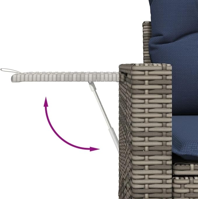 vidaXL Patio Sofa Set with Cushions 6 Piece, Outdoor Conversation Set, Patio Sectional Sofa for Balcony Garden, Modern Style, Gray Poly Rattan