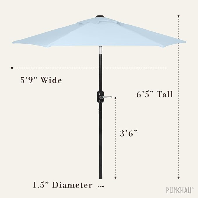 6 Ft Outdoor Patio Umbrella with Aluminum Pole, Easy Open/Close Crank and Push Button Tilt Adjustment - Blue Market Umbrellas