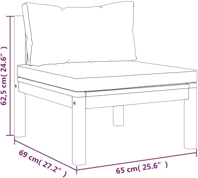 Backyard Furniture Patio Conversation Sets Outdoor Seating 6 Piece Patio Lounge Set with Cushion Solid Acacia Wood Suitable for Swimming Pool, Courtyard, Garden