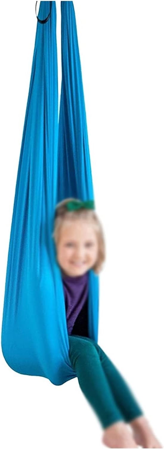 Indoor Therapy Swing for Kids, (Hardware Included) Snuggle Cuddle Hammock for Children with Autism, ADHD, Aspergers, Sensory Integration (Color : Indigo, Size : 150x280cm/59x110in)