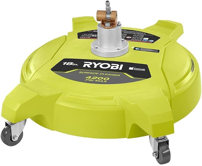 RYOBI 18 in. 4200 PSI Quick Connect Pressure Washer Surface Cleaner for Gas Pressure Washers with Caster Wheels Green