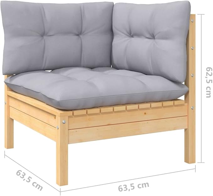 Patio Furniture Sets,Outdoor loveseat,Patio Conversation Sets,11 Piece Patio Lounge Set with Gray Cushions Solid PinewoodSuitable for Patio, Garden, Gazebo Low