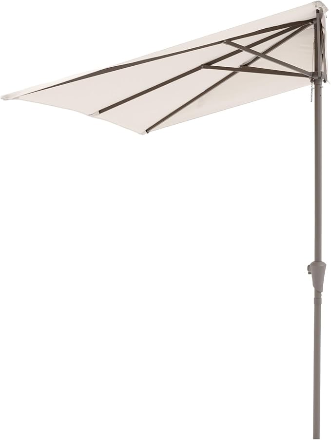 COBANA 7.5’by 4’Half Rectangular Outdoor Patio Umbrella for Patio, Balcony, Garden, Deck, Cream White