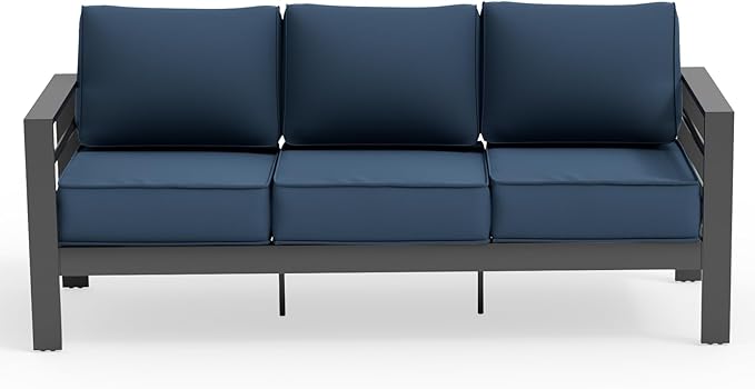 UDPATIO Outdoor Aluminum 3-Seat Sofa, Patio Aluminum Furniture, with Waterproof Cover