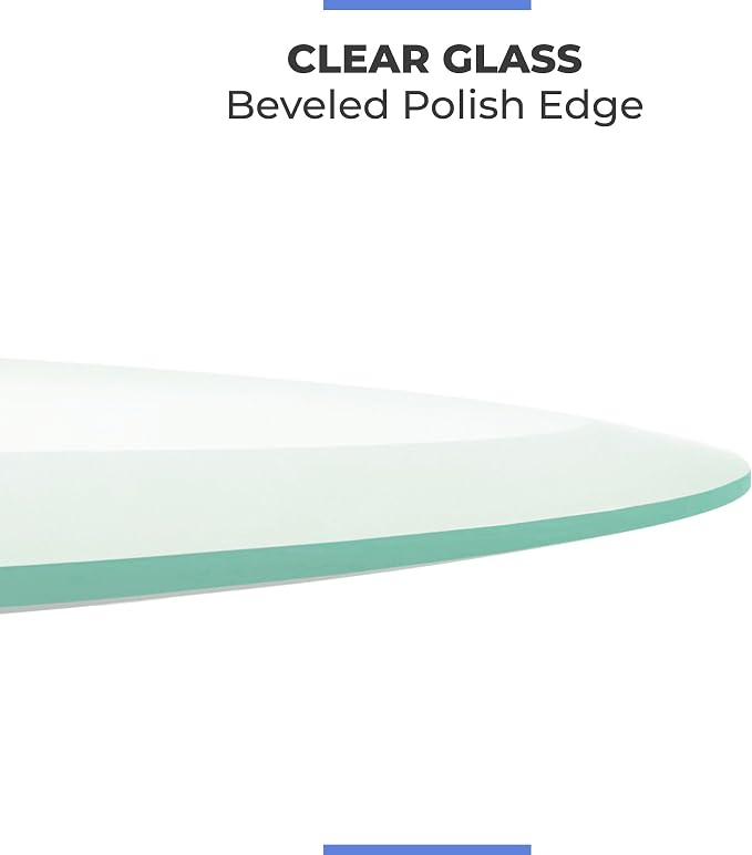 36" Inch Round Glass Table Top 1/4" Thick Tempered Beveled Edge by Fab Glass and Mirror