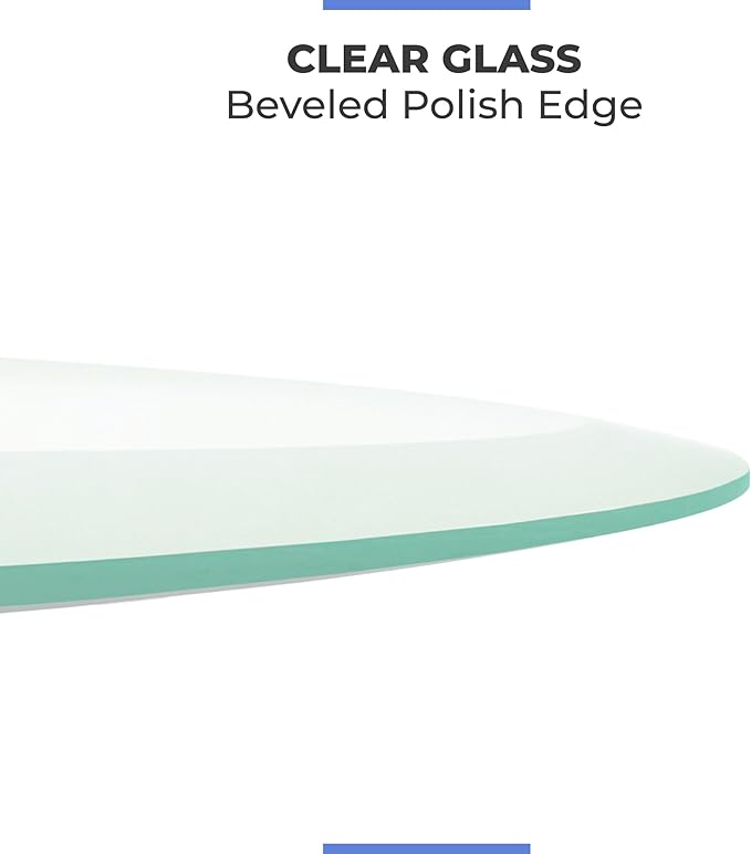 36" Inch Round Glass Table Top 1/2" Thick Tempered Beveled Edge by Fab Glass and Mirror