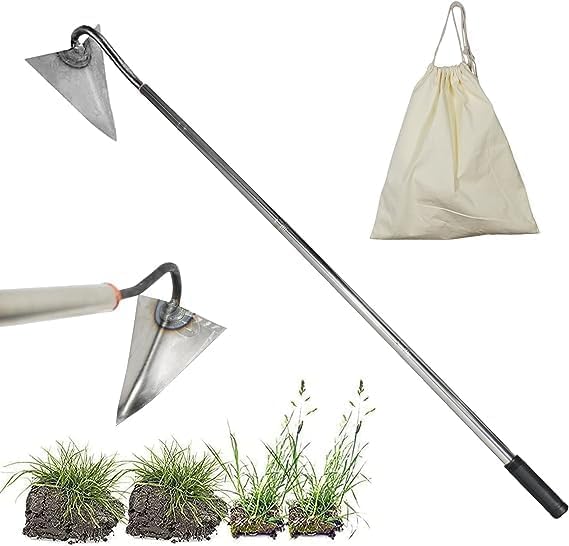 Steel Triangle Garden Hoe Hand Plow Hoe for Backyard Weeding,Warren Hoe Tough Welded Hoe, Loosening,Farm Planting,Dig a Hole，6-Inch Welded Steel Head, 54-Inch Stainless Steel Handle