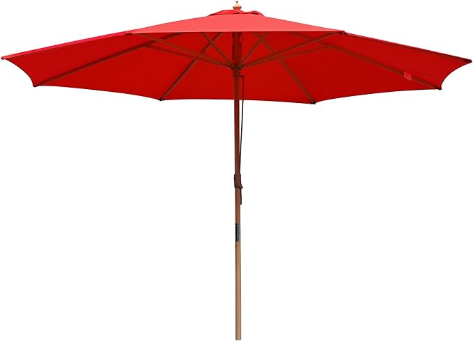 Yescom 13ft Coastal Solid Beech Wood Umbrella Pulley Lift Commercial Base with Wheel Included for Beach Club Seaside Restaurant Terrace Resort Poolside