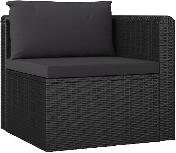 Patio Furniture Set,Outdoor Sectional Furniture Set,Outdoor Dining Set Sectional Sofa Patio Conversation Set,4 Piece Patio Sofa Set with Cushions Poly Rattan Black