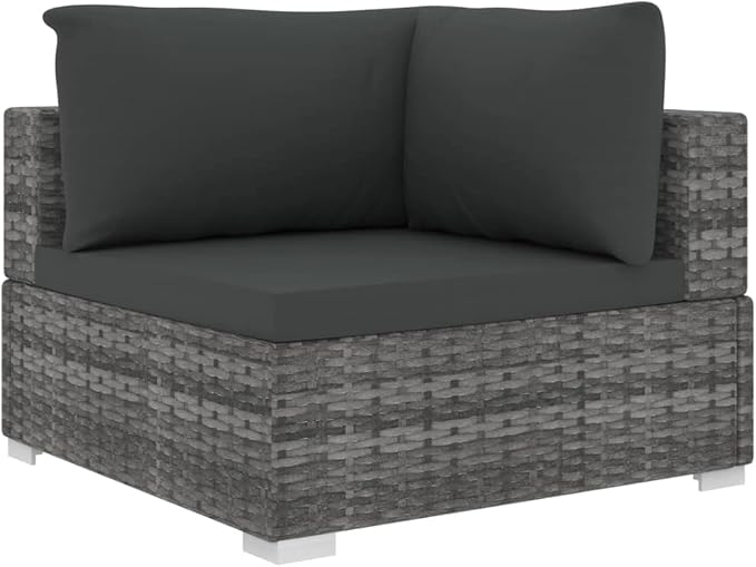 6 Piece Patio Lounge Set with Cushions, Outdoor Dining Sets Front Porch Furniture Patio Conversation Set Outdoor Sofa Sets for Piazza Negotiation Area Poolside Garden Poly Rattan Gray