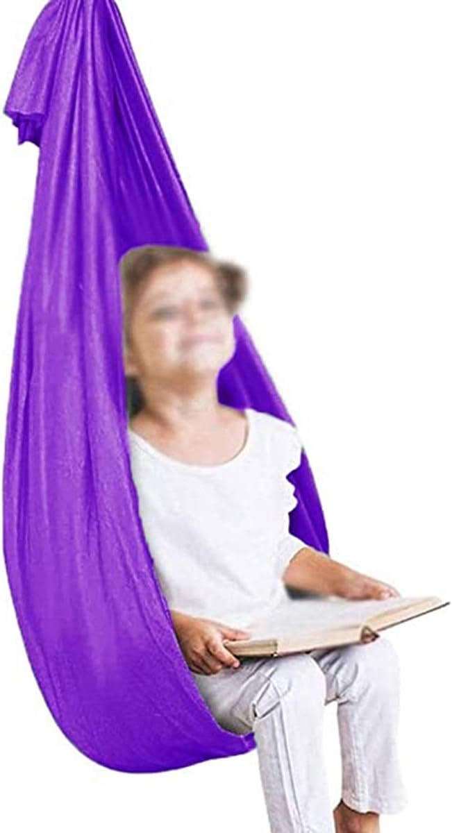 Indoor Sensory Swing Snuggle Cuddle Hammock for Kids Children Special Needs Elastic Parcel Steady Seat Swings (Color : Purple, Size : 150 x 280 cm)