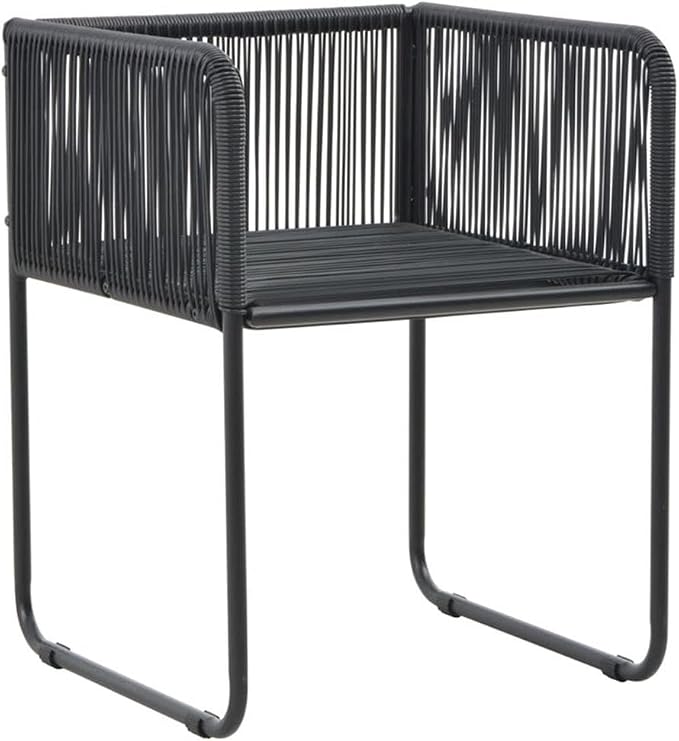 Afuera Living 7-Piece Foldable Garden Dining Set, PVC Rattan, Black Finish, Rectangular Table with 6 Chairs, Weatherproof UV Resistant Materials, Removable Cushions, Modern Outdoor Patio or Backyard