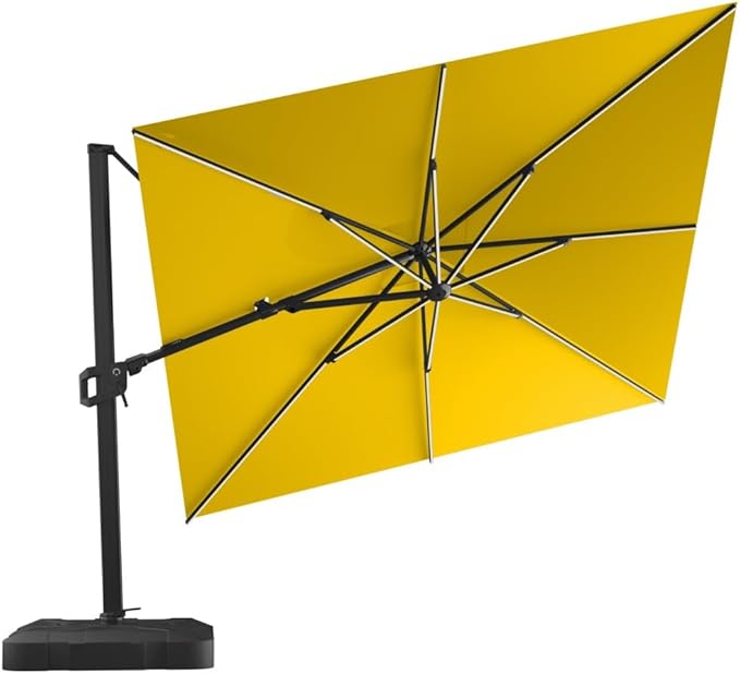 Midtown Umbrellas 9x9 Ft Outdoor Cantilever Patio Umbrella w/Sunbrella Terracotta Fabric - Tilt 360° Rotate Offset Patio Umbrella, Deck Patio Umbrella, Backyard Umbrella & Garden Umbrella - Black Frame