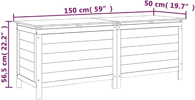 Outdoor Garden Storage Box, Large Wooden Deck Box for Patio Cushions, Toys and Garden Tools, Solid Fir Wood Storage Chest with Weather Resistant Finish, 59.1 x 19.7 x 22.2 Inches