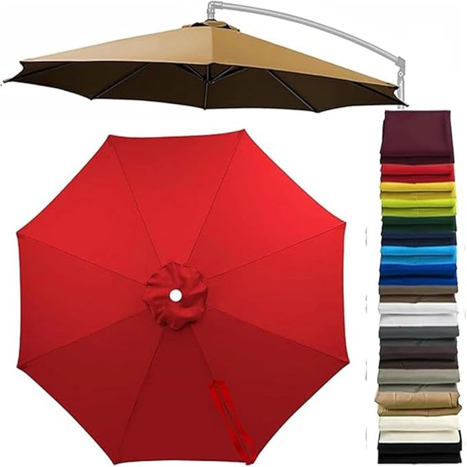 Patio Cantilever Umbrella Replacement Canopy Round 8ft/10ft 8Ribs,Replacement Parasol Canopy Cover with Fade Resistant for Market Table Backyard Garden