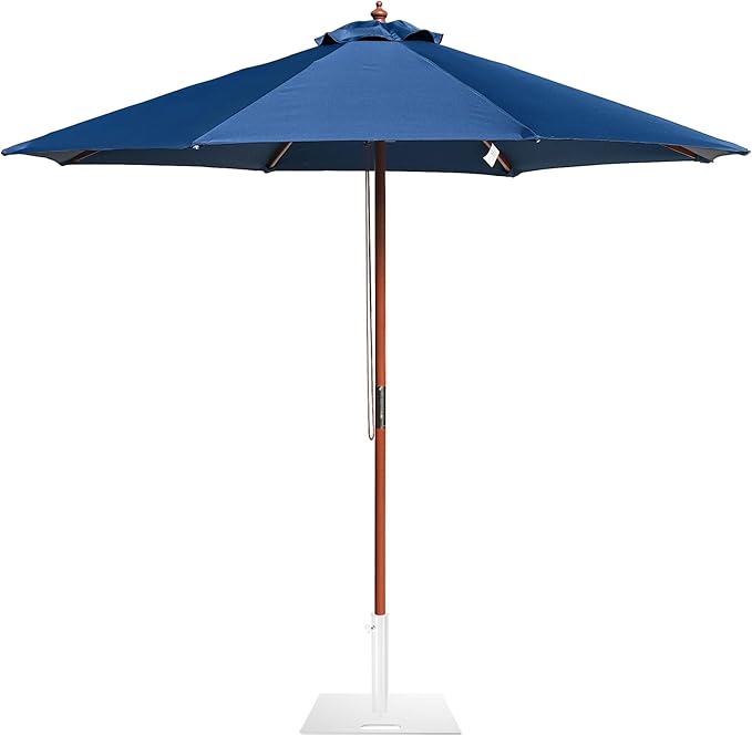 Yescom 9ft Coastal Solid Wood Umbrella Pulley Lift Commercial Base with Wheel Included for Seaside Restaurant Terrace Poolside Beach Club