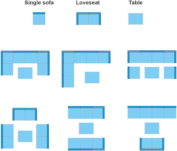 7 PCs Patio Furniture Sets, PE Rattan Wicker Outdoor Sofa, (Sectional Conversation Set with Tea Table and Cushion)
