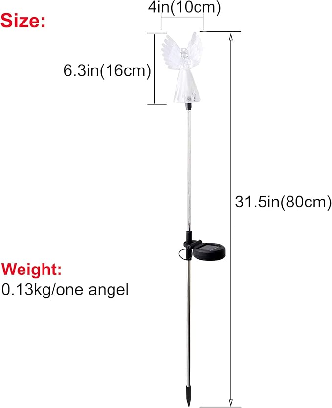 4 Pack Solar Angel Lights Outdoor Decor,Solar Powered Color Changing Angel Easter Stakes Decorative Memorial Lights Garden Yard Lawn Pathway Grave Cemetery Decoration,Valentine's Day Women Gift