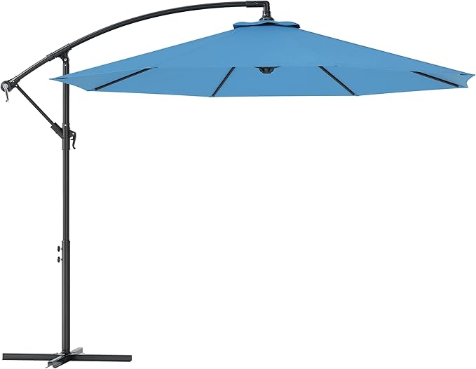 Outsunny 10' Cantilever Hanging Tilt Offset Patio Umbrella with UV & Water Fighting Material and Cross Base (Weight Not Included)