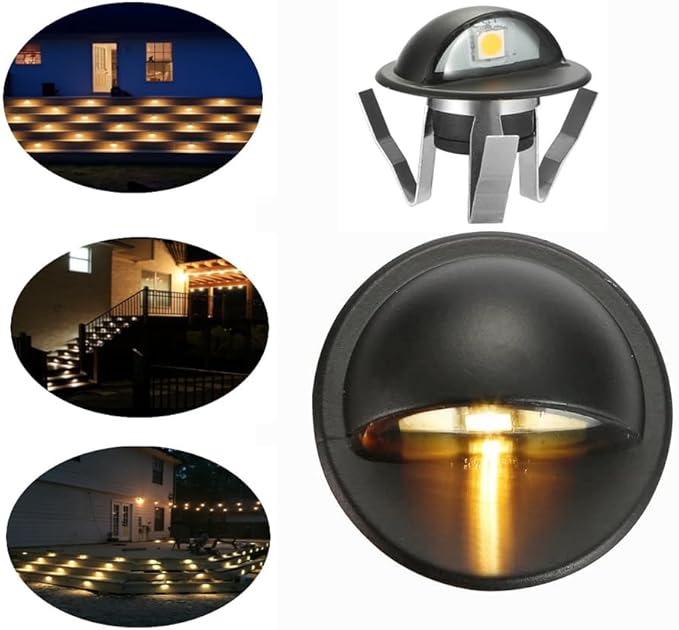 FVTLED WiFi Deck Lights, WiFi Controlled 30pcs Low Voltage LED Deck Lights Kit Φ1.38 Outdoor Recessed Step Stair Warm White LED Lighting Compatible with Alexa Google Home, Black