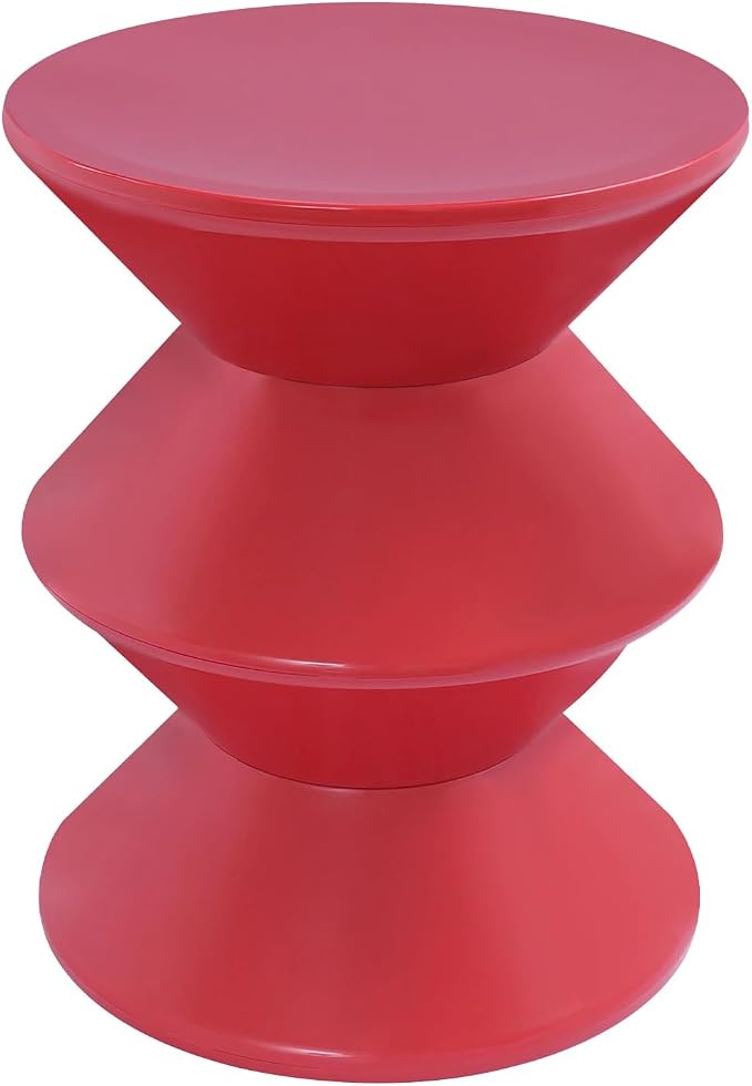 Funky Side Table Trendy Side Table Funky Sofa Stool Small Night Stand for Couch Sofa, White Outdoor Side Tables Boho Decor End Table for Coffee Patio (Red)