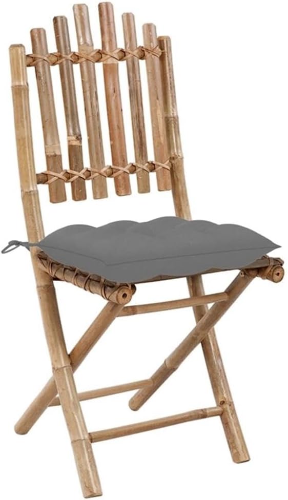 Afuera Living Bamboo Foldable Outdoor Dining Set, Gray Finish, 5-Piece with Cushioned Seats, Sustainable Material, Weather-Resistant for Patio, Garden or Terrace, Compact Design for Small Spaces