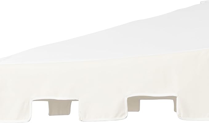 JONATHAN Y Baiona 9 ft. White/Cream Outdoor Patio Umbrella with Crank Lift and Tilt, 8 Ribs UV-Resistant Market Table Umbrella with Square Trim for Pool, Deck, Coastal, White Pole UMB1000B