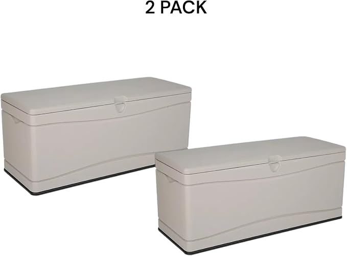 Heavy Duty Large Outdoor Deck/Storage Box, 130 Gallon Capacity, (Desert Sand, 2)