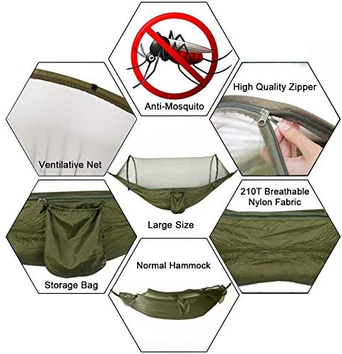 Fox Outfitters Mosquito Net Hammock XL - Built in Mosquito Net - Bug Protection - Easy Set Up - Comes with Tree Safe Hammock Straps & Steel Carabiners