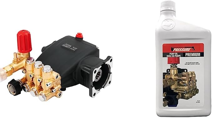 VEVOR Horizontal Triplex Pressure Washer Pump Kit, 3700 PSI, 2.5 GPM + Valley Industries Pressure Washer Premium Pump Oil - 1 Liter