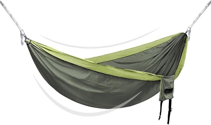 Portable Double Hammock for Park, Outdoor Anti-Rollover Swing with Storage Bag, Beach/Garden/Hiking, Load Bearing 250kg/551.2lbs(Green)