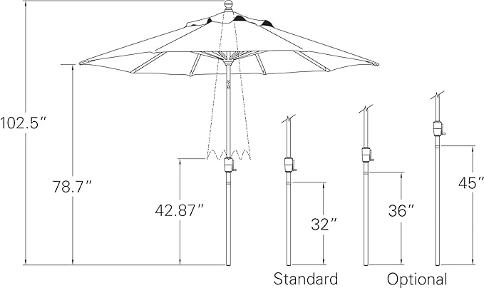 Treasure Garden 9-Foot (Model 920) Push Button-Tilt Market Umbrella replacement frame with Black Finish