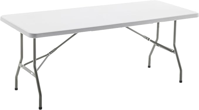 BTEXPERT Set of 5, Event Folding Utility Table 6 Foot 72"x 29.5" Heavy Duty Portable Indoor Outdoor Picnic Camping Office Home Party Wedding Tailgating White
