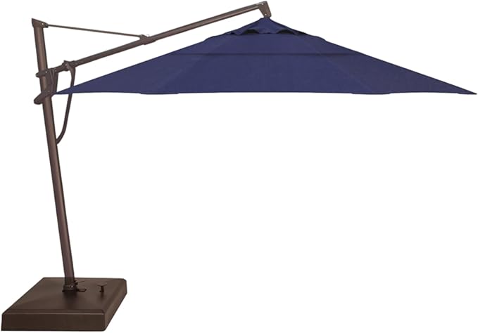 Treasure Garden AKZ PLUS Cantilever Umbrella 13' Octagonal Sunbrella Spectrum Indigo Canopy and Bronze Frame with Rolling Base