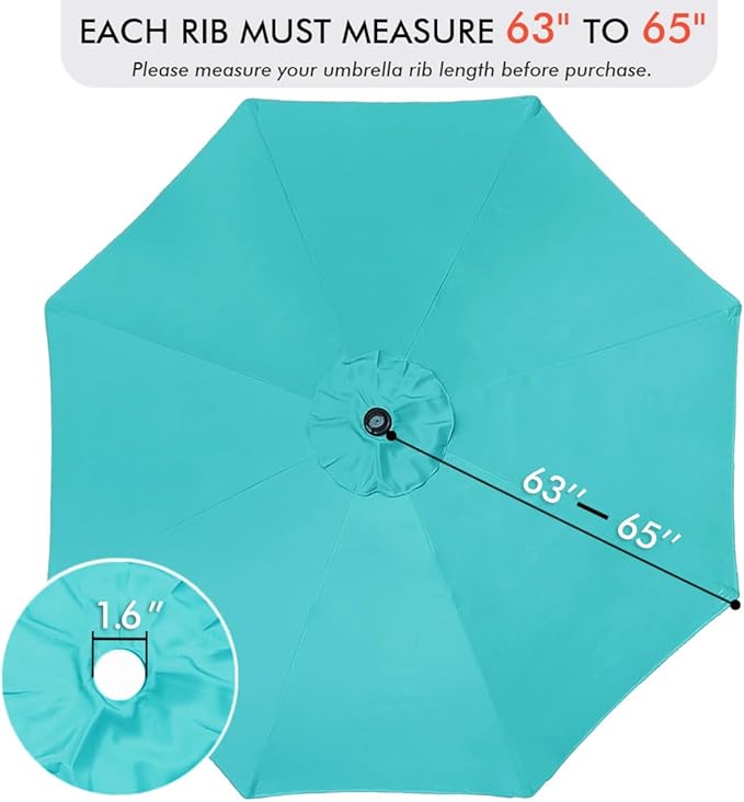 ontheway 11FT Patio Umbrella Enhanced Replacement Canopy Market Table 8 Ribs Umbrella Canopy